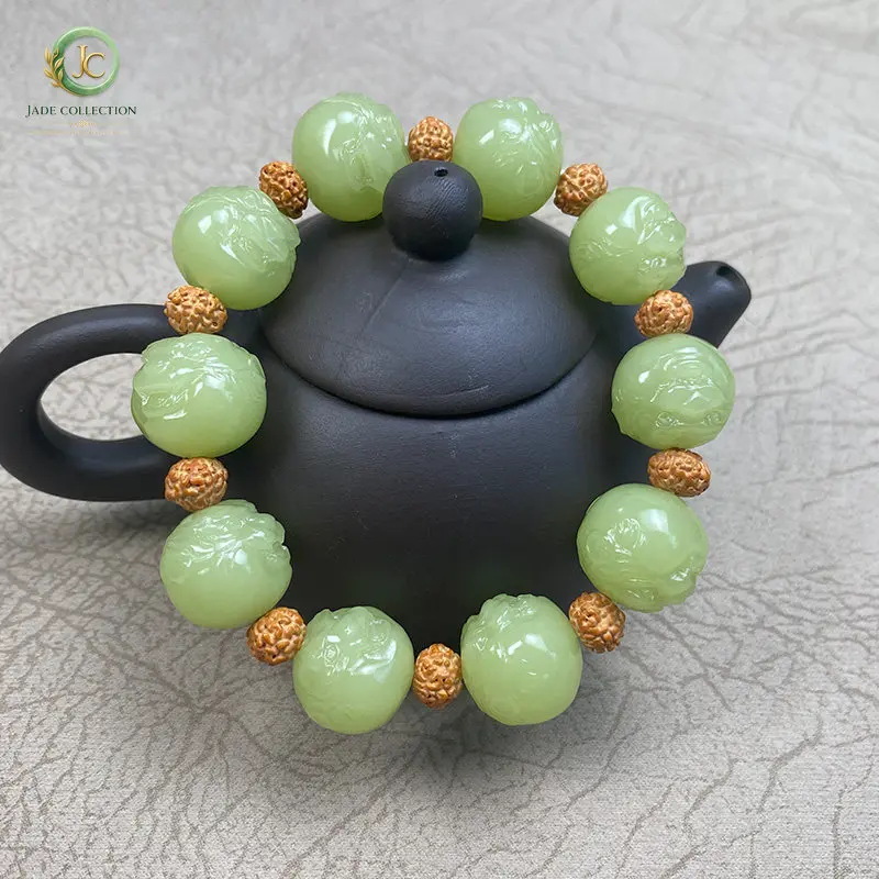 Hetian jade yellow mouth tiger head bracelet men's and women's zodiac tiger natal year jade twelve zodiac signs bracelet jewelry