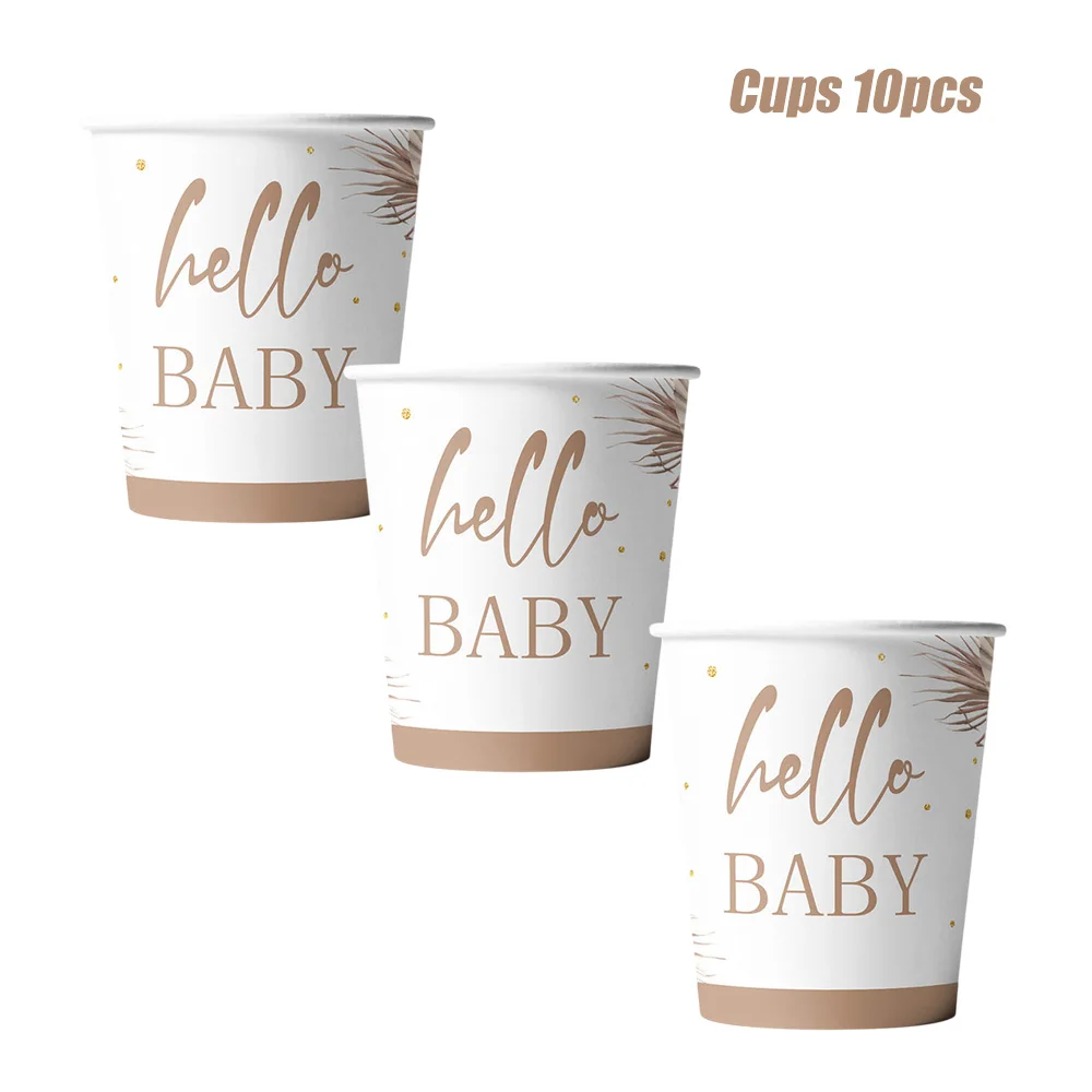 Hello Baby Geschlechts-Enthüllungs-Party-Zubehör Einweggeschirr Pappteller Becher Servietten Babyparty Junge Mädchen Geburtstagsdekoration – Detail 5