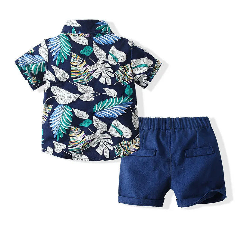 Jongens Set 1-6 Verjaardag Bruiloft Kleuter Jongens Kleding Zomer Nieuwe Jongens Set Gebloemd Shirt Korte Mouwen Short Party Set