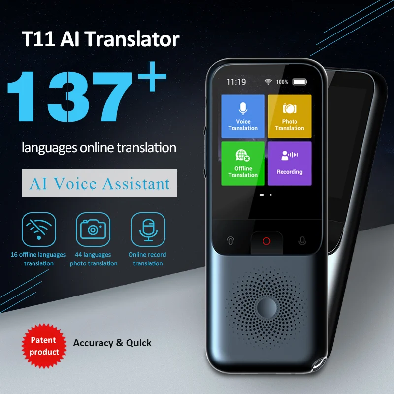 T11 Offline Translate Portable 137 Global Language Smart Translator Online Touch Screen Real-time Language Instant AI Translator