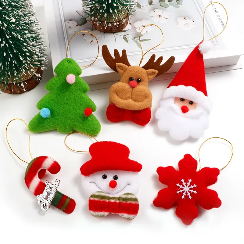 6pcs Christmas Tree Pendant Cartoon Christmas Snowmen Ornaments Elk Snowman Ornaments Pendant Christmas Doll Pendant