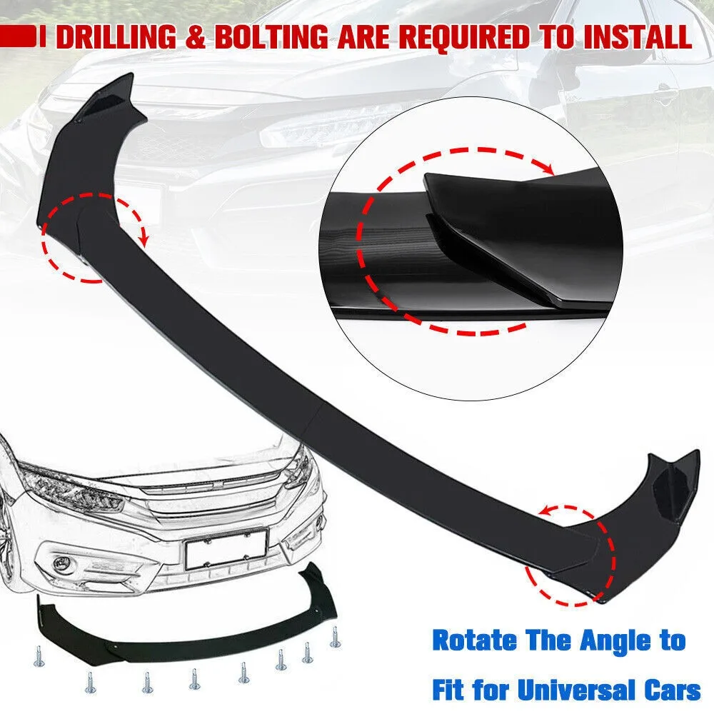 For Audi A5/S5/RS5 Front Splitter Bumper Lip Spoiler Gloss Black Bod Kit  United States