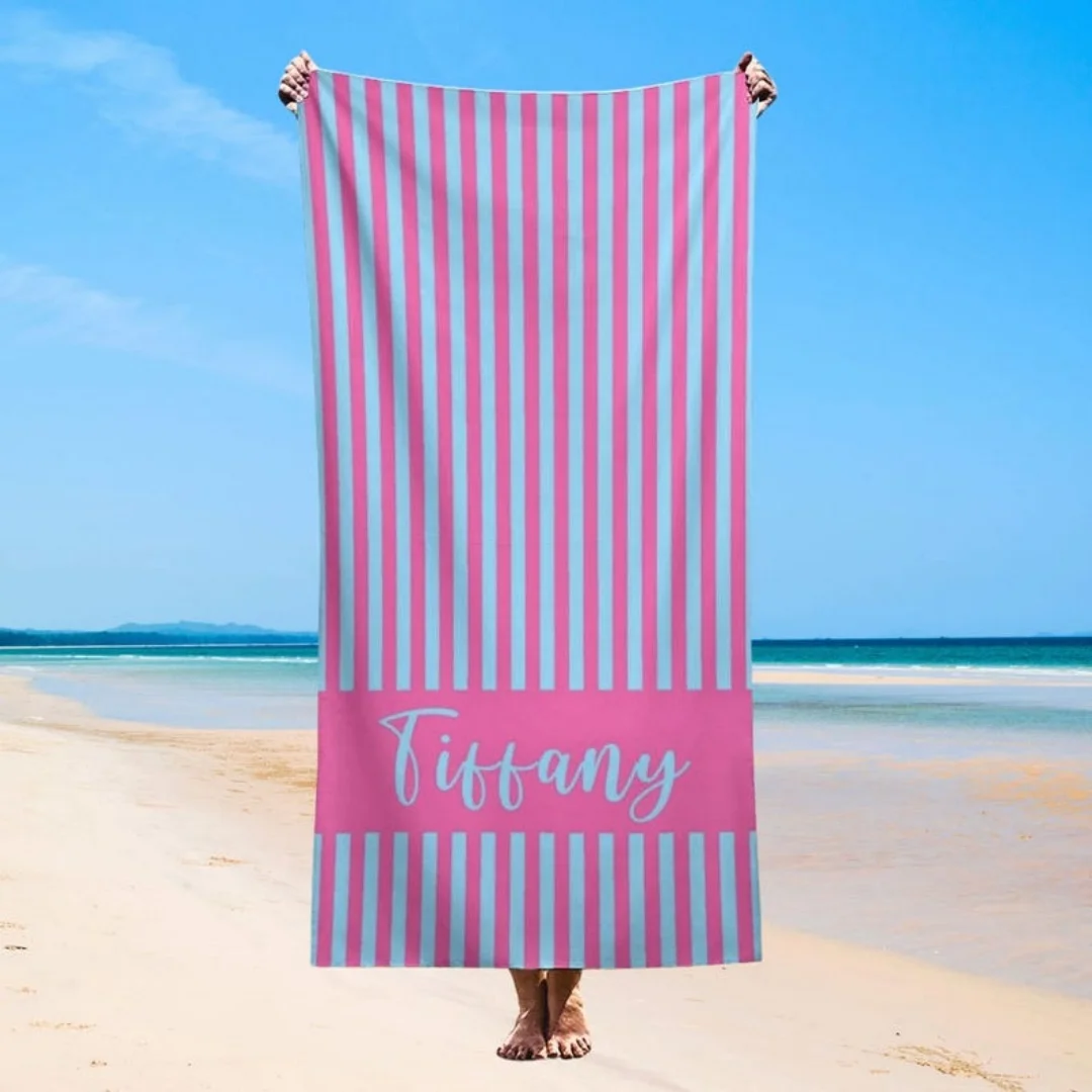 Strandtücher mit individuellem Namen, Farbe, leichtes Mikrofaser-Handtuch, Anti-Sand, schnell trocknendes Badetuch, personalisiertes Geschenk für Geburtstagsvater – Detail 8