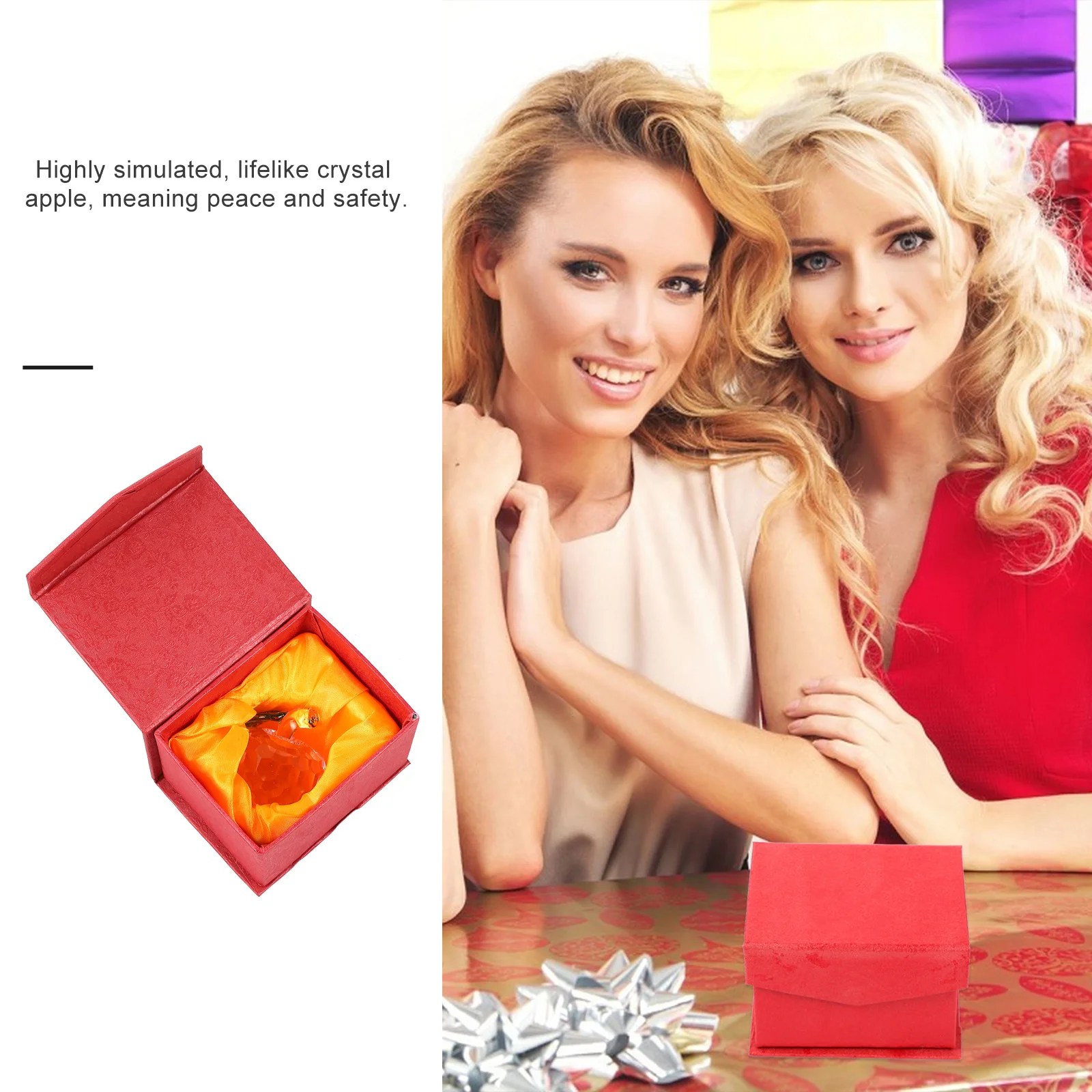 

Exquisite Crystal Apple Christmas Decor Desktop Ornament High Quality Gift 3D Design Festive Party Christmas Crystal