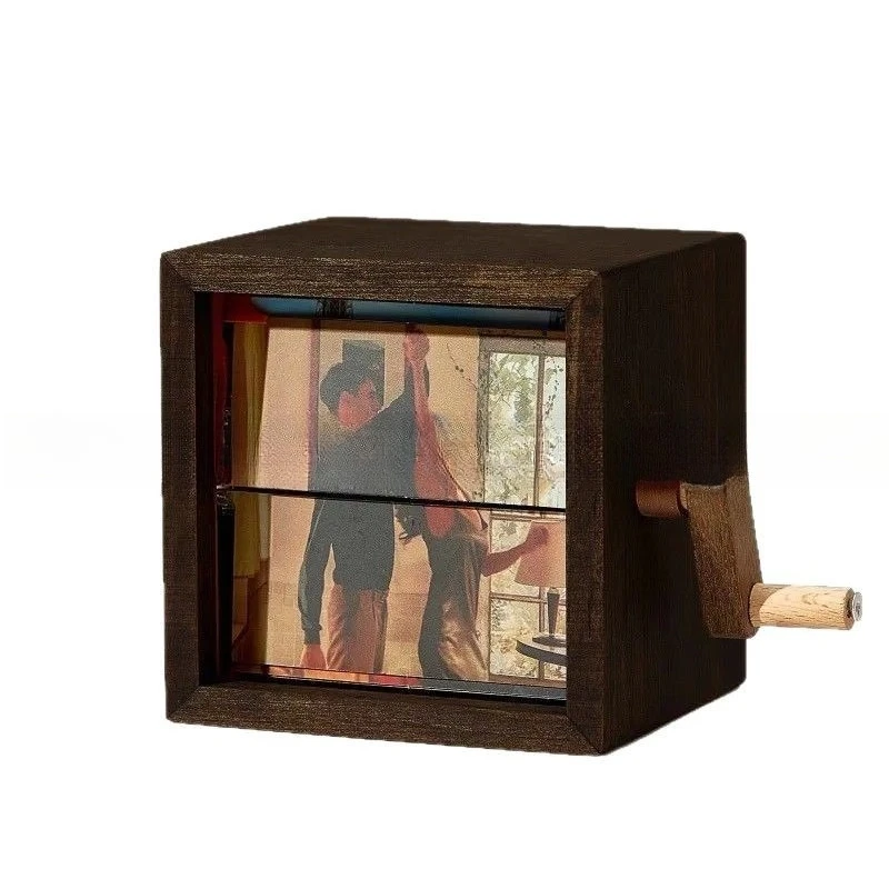 

Hand cranked photo machine album glowing creative gift, a Valentine's Day and Mother's Day gift