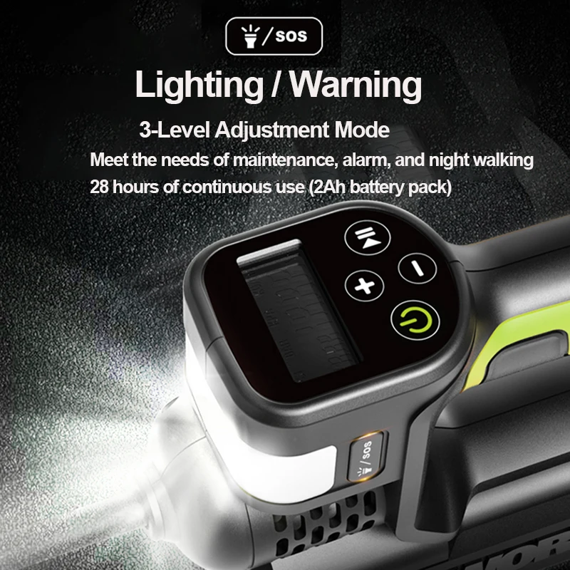 Imagem -03 - Worx-bomba de ar Inflável Automática Portátil Bomba de ar sem Fio Multifuncional do Carro Luzes de Advertência ao ar Livre Alta Pressão 20v Wu092
