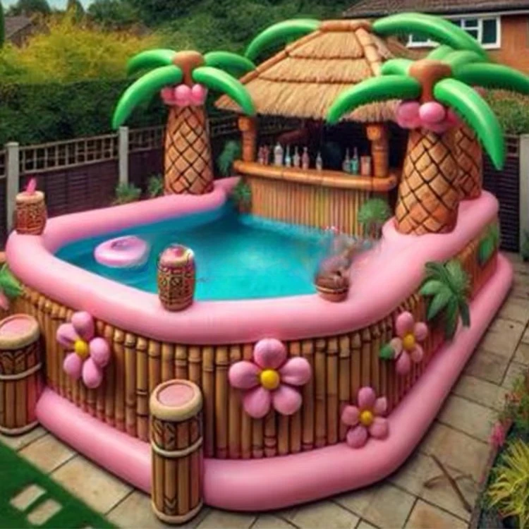 Backyard Commercial Inflatables Multi-person Leisure Sofa Lounger Row Floating Inflatable bar Pool with Seats