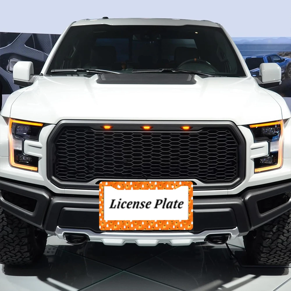 1 шт. оранжевого цвета с рисунком тыквы и призрака, рамка номерного знака с 2 отверстиями, алюминиевый материал, 6x12 дюймов, с комплектом винтов, ретро нет