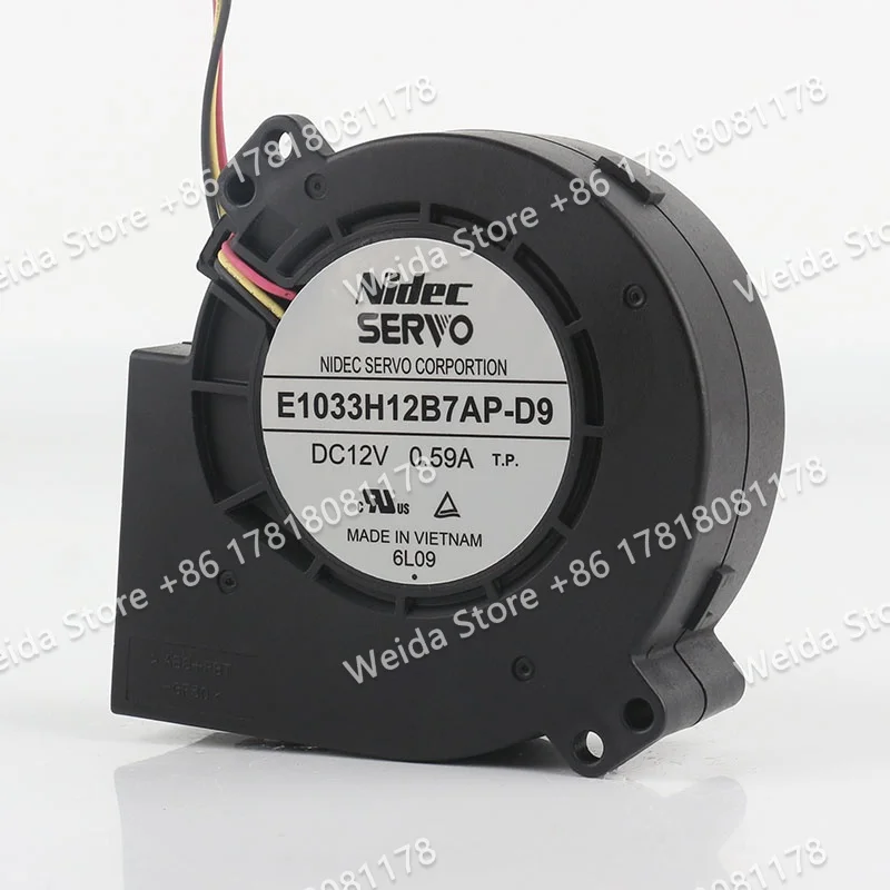 New Nidec SERVO DC 12V 0.59A AC EC 9733 Turbo blower 97X97X33MM Double Ball 3-wire E1033H12B7AP-D9 cooling fan