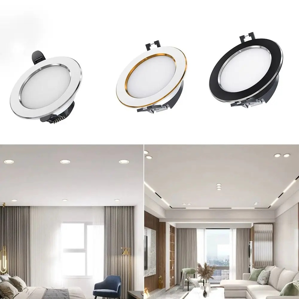 Small Recessed LED Downlight Spot Light Tricolor Dimmable Down Lights Energy Saving Anti Glare Ceiling Spot Lights Bedroom