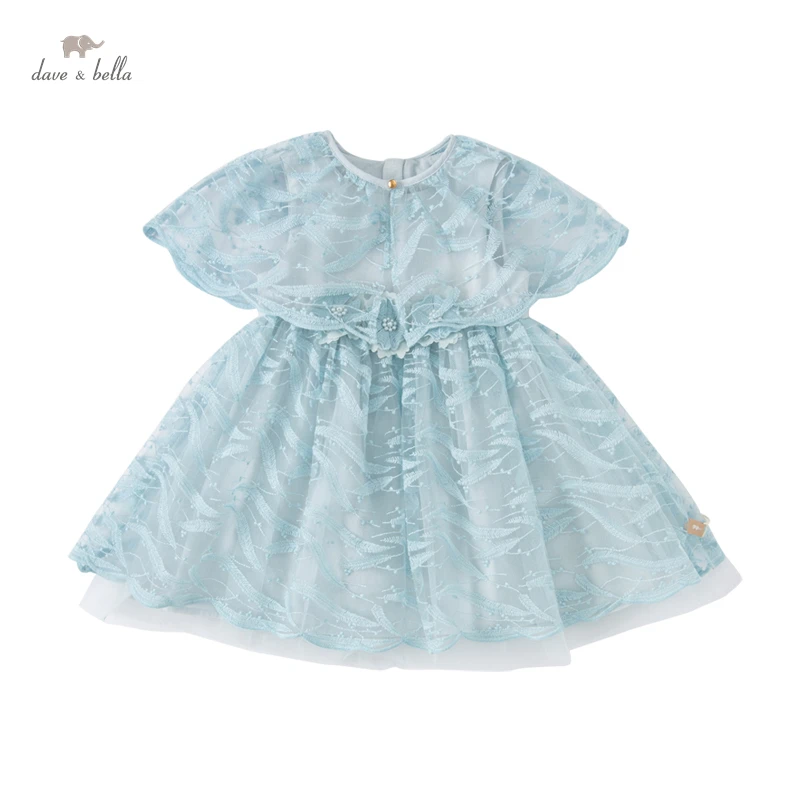 Dave Bella Prom Dresses Short Sleeve Solid Color Lace Princess Dress Birthday Party Dress Kids Clothes For 2-9Y DB2220963