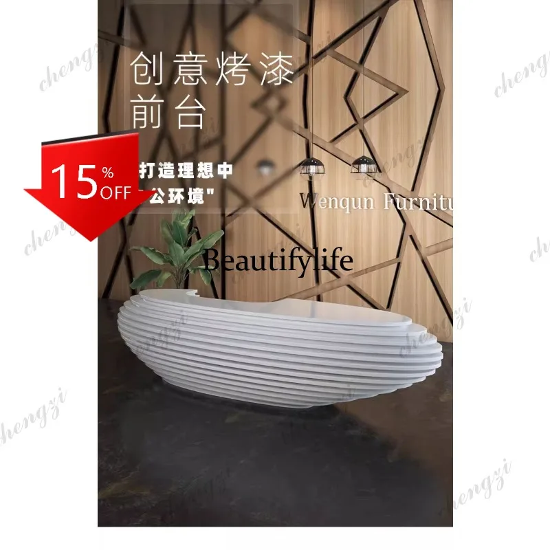 D80 Reception desk simple welcome front desk custom fashion paint special-shaped irregular creative checkout page