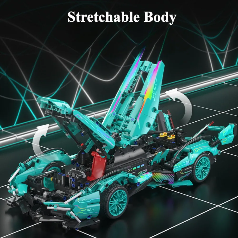 1:14 blocos de construção técnicos rc carro corrida velocidade veículo modelo brinquedos construção super corredores tijolos brinquedos para crianças presente