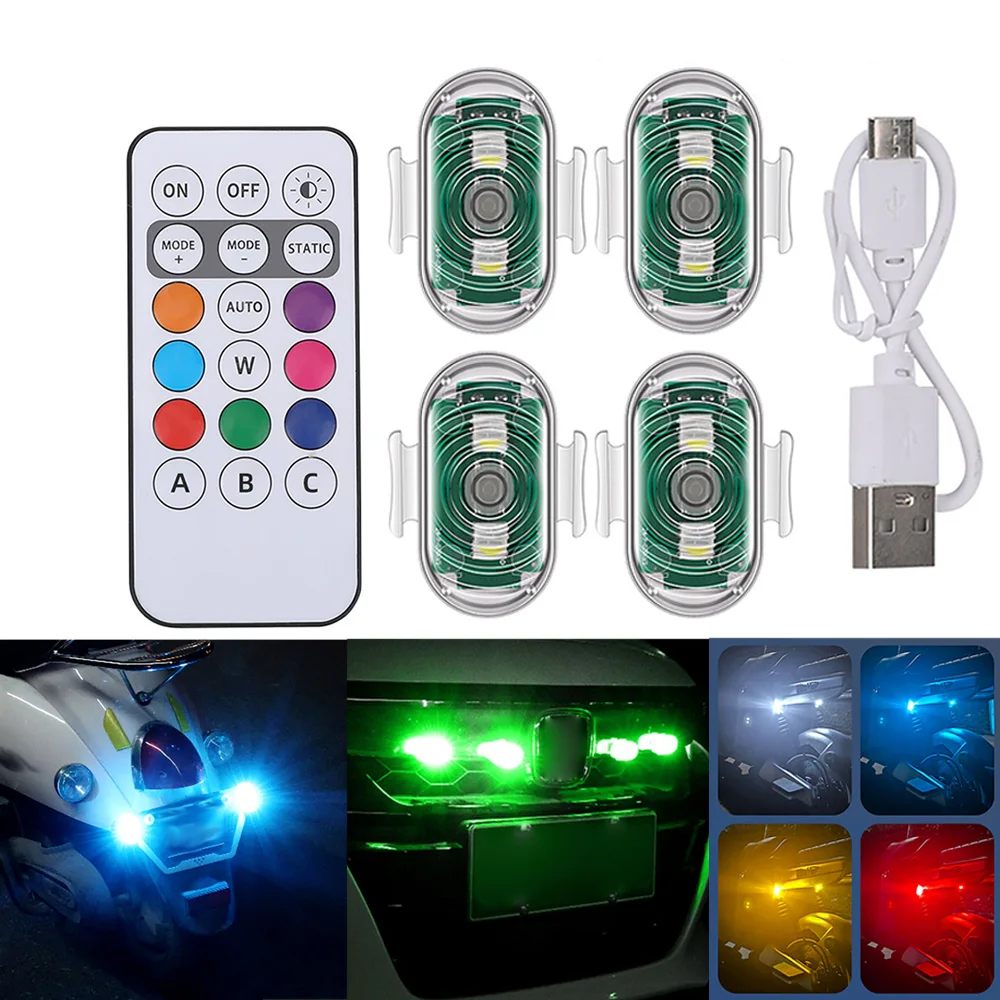 AliExpress KEVANLY 1/2/4/8Pcs Car Motorcycle Bike Wireless Remote Aircraft Airplane Helicopter Warning Lights RGB LED Strobe Lights Signal Lamp