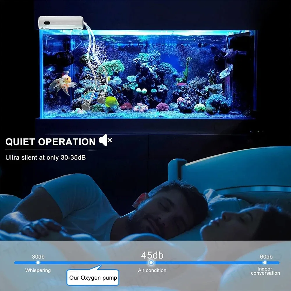 Dual-Purpose Aquário Bomba De Oxigênio, Fish Tank, USB Lithium Battery, carregamento Bomba De Ar, Household, Portátil, Pesca, Mudo, 6000mA, ao ar