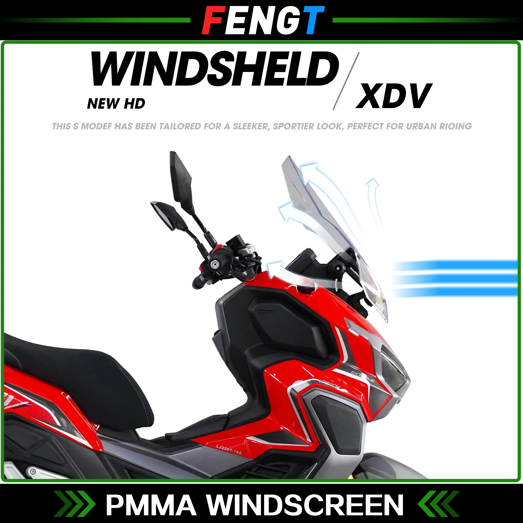 For LONGJIA XDV250si XDV300i Motorcycle XDV 250si XDV-300i Modified  PMMA Front Windshield Windscreen Wind Deflector Protector