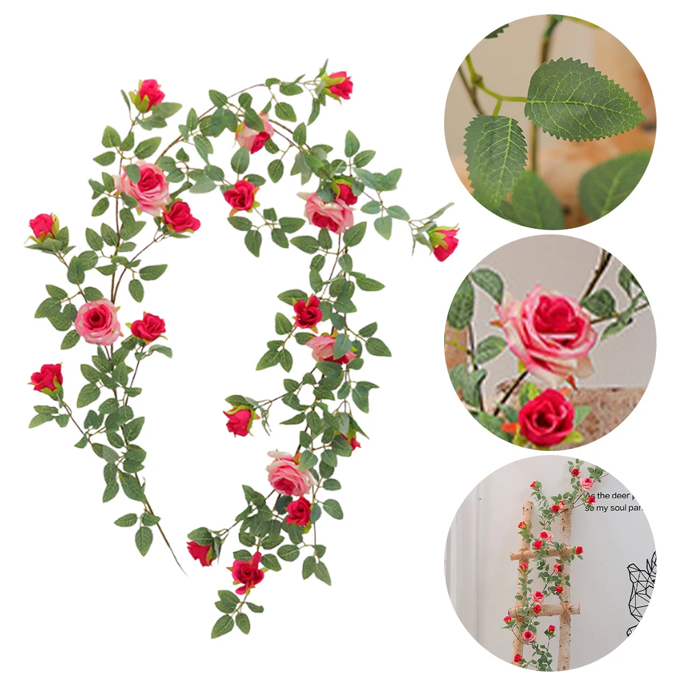 

5.9 FT Artificial Rose Garland New Year gifts Artificial Rose Vine Hanging Rose Ivy Plants for Wedding/Home/Party/Garden