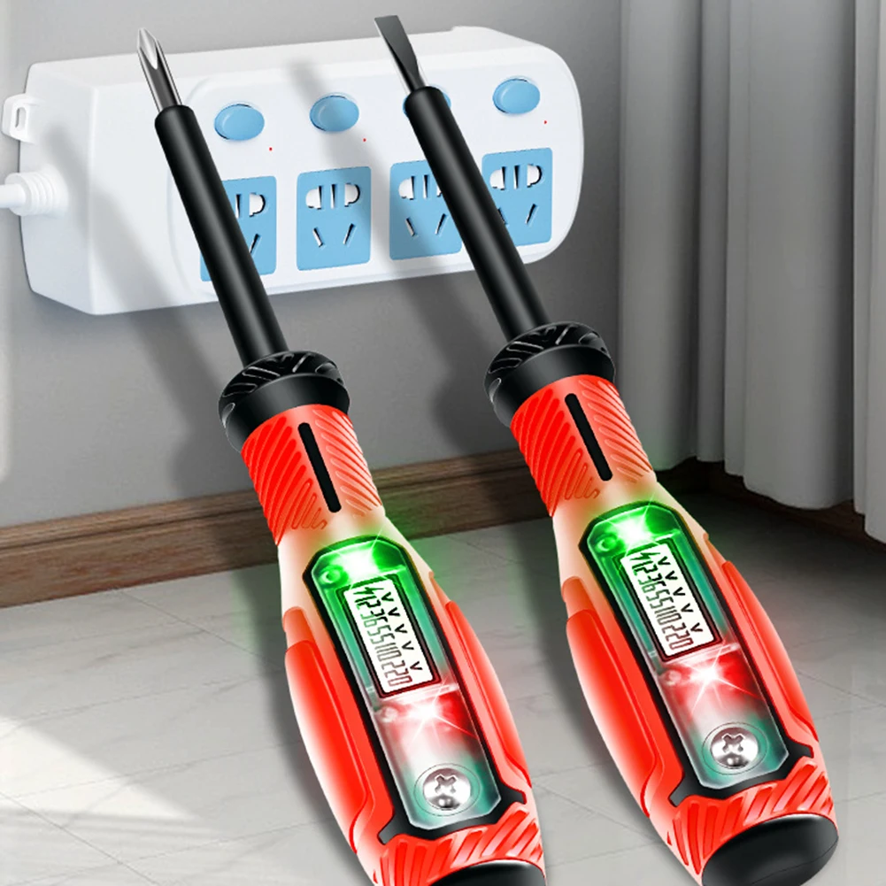 2-Pack Voltage Testing Pen with LCD Display and Integrated Screwdriver Tips Suitable for Live Wire Identification up to 500V