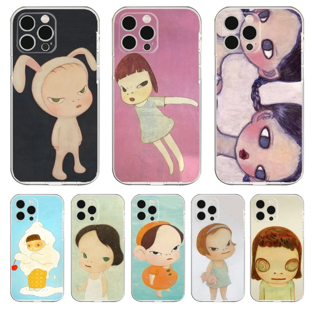 Y-Yoshitomo Nara Phone Case For iPhone Apple 15,14,13,12,Mini,11,Pro,Max,Plus,X,XR,XS,8,SE,2020,Plus Transparent Cover