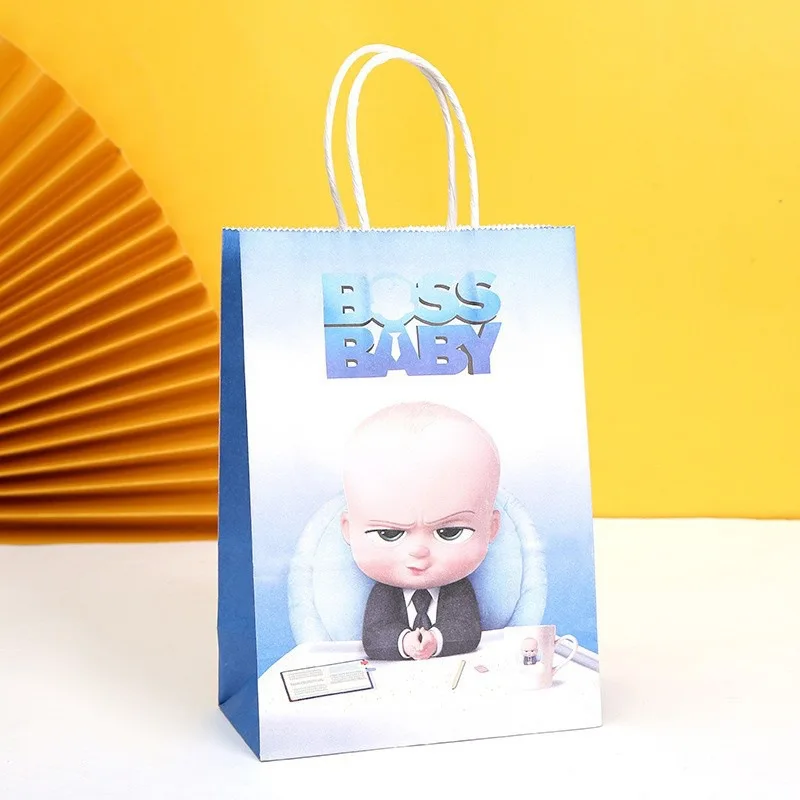 6pcs Baby Gift Bags Bossed Party Decor Supplies Gift Holders Decoration Box Children Birthday Portable Packaging Kraft Paper Bag