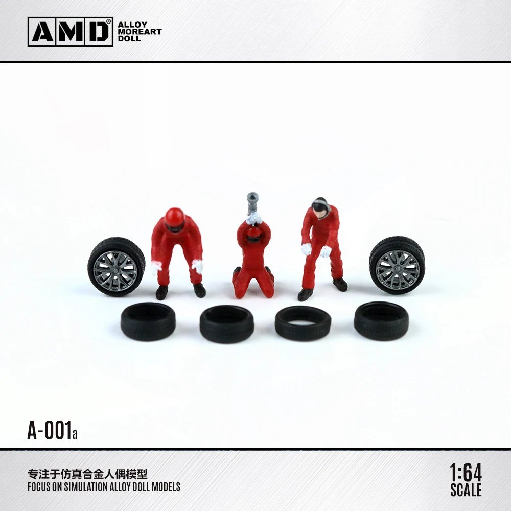 ALLOY MOREART DOLL 1/64 mini 3 red auto repair worker resin action figures set/shipping in march