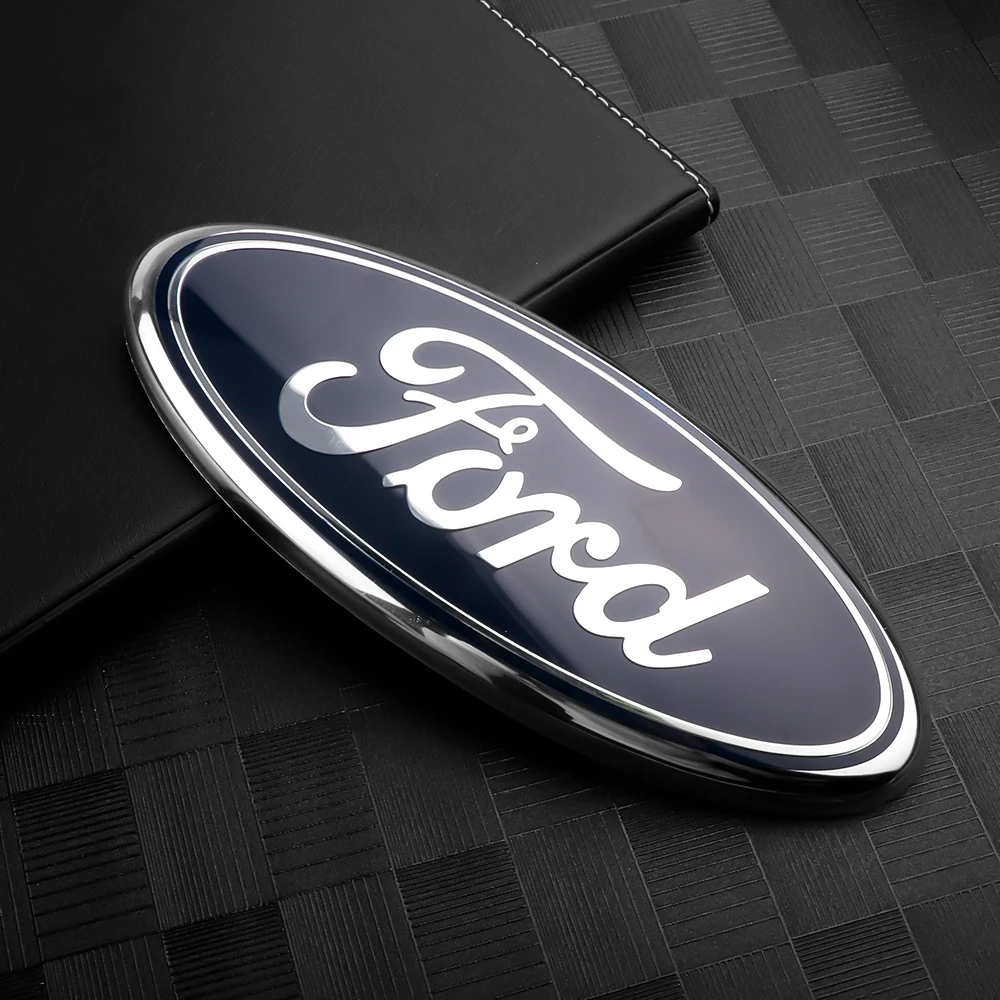 Für Ford Auto Vorderes Motorhauben-Emblem Hinteres Kofferraum-Abzeichen Vorderer Kühlergrill-Aufkleber Mustang Focus Transit Ecosport Edge Fiesta Mk7 Escape Mondeo