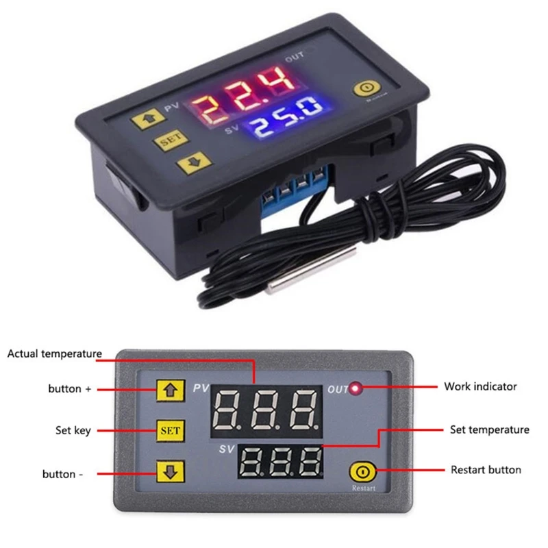 Digital Display PID Temperature Controllers Thermostat Regulator for DC 5V-24V K Sensor Thermocouple for Baking Oven