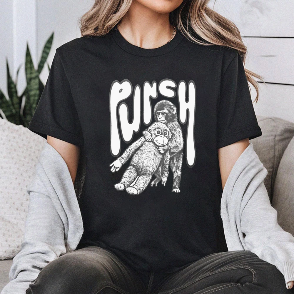 Monkey and Baby Print Women T-Shirt Cotton Short Sleeve Monkey Pattern Tops Casual Fashion Summer Tops Aesthetic Clothes