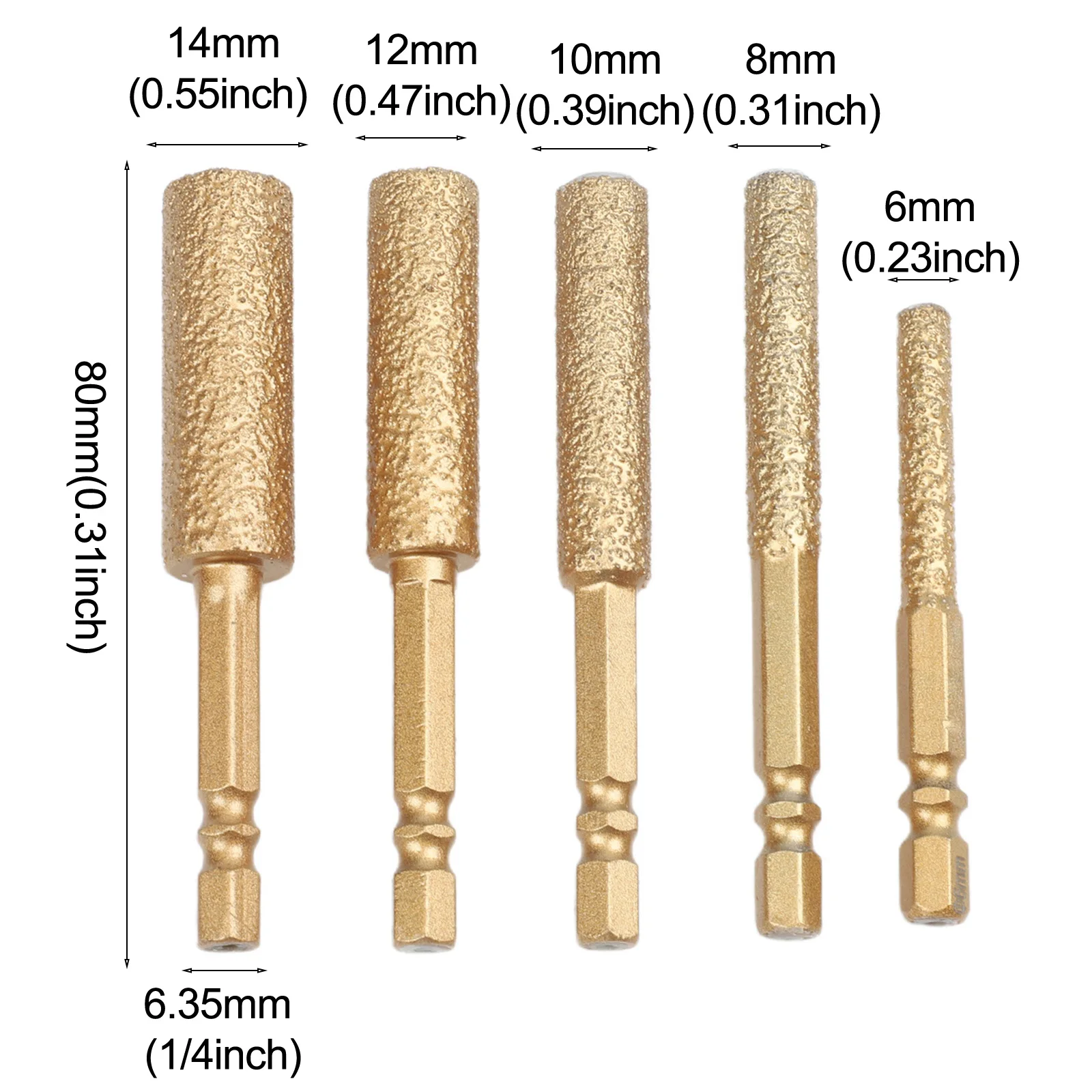 Effortless Drilling and Chamfering with Diamond Grit Bit for Ceramic Glass Surfaces 6+8+10+12+14mm with Anti-Slip Shank