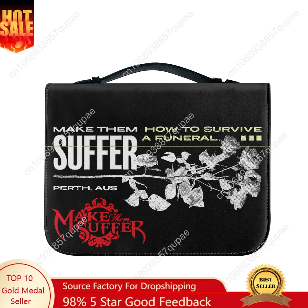 

Make Them Suffer Metal Band Bible Bags Christian Gifts Personalized Cover Bible Pack Waterproof Leather Bag Pockets Package Case