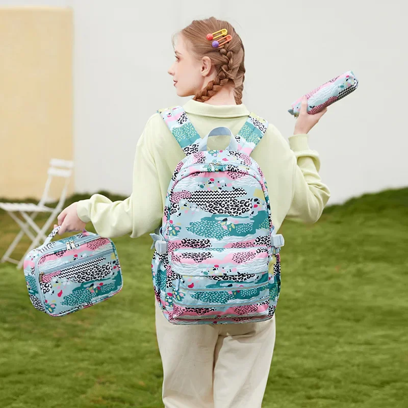 Nuovi zaini scolastici adolescenti ragazze stampa borse da scuola con borsa per il pranzo e astuccio per bambini 3 In 1 Bookbags Set Mochilas Infantil