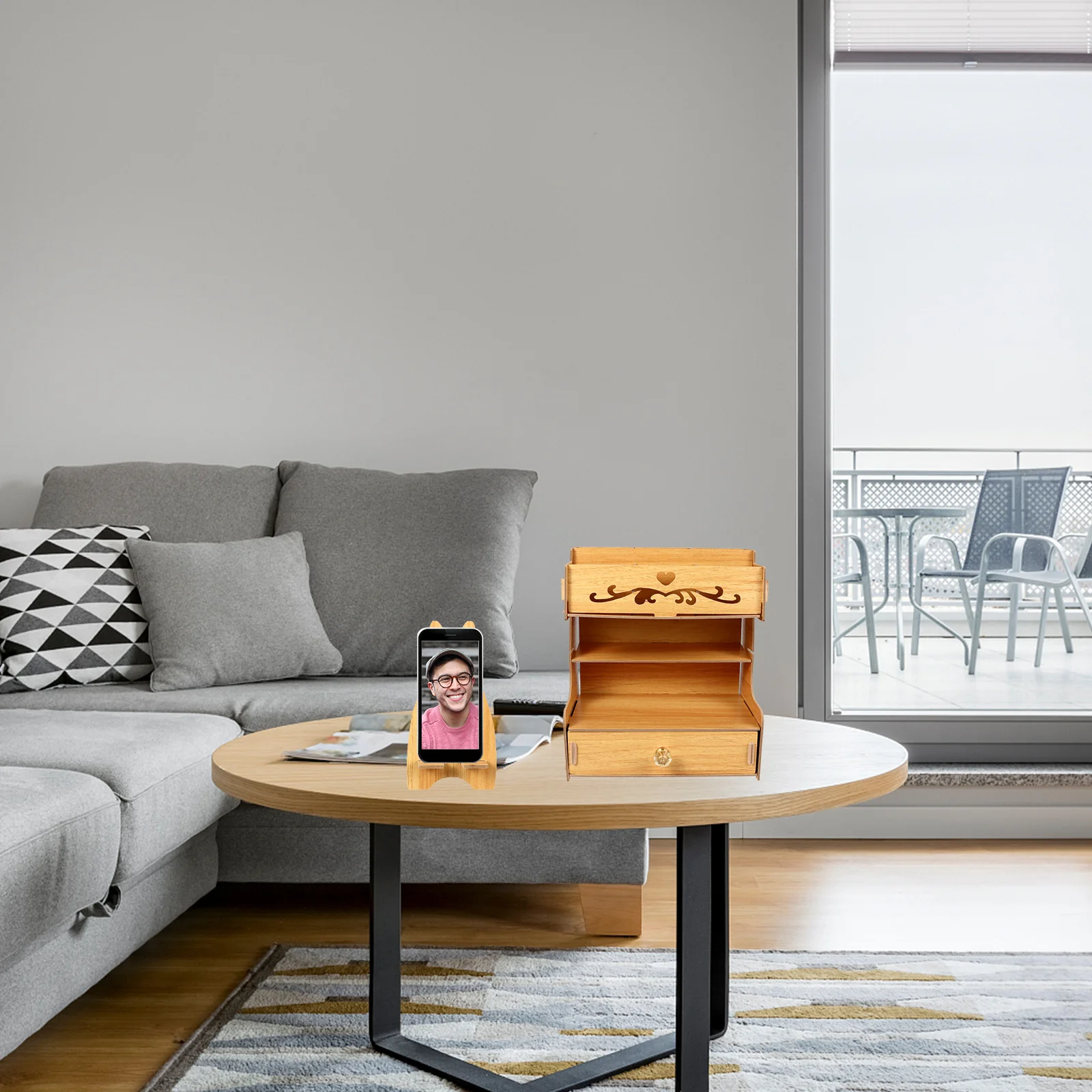 

1Set Wooden Desk Organizer Large Capacity Pencil Holder Compartment Organizer Storage Rack Office Pen Holder Stationery Stand