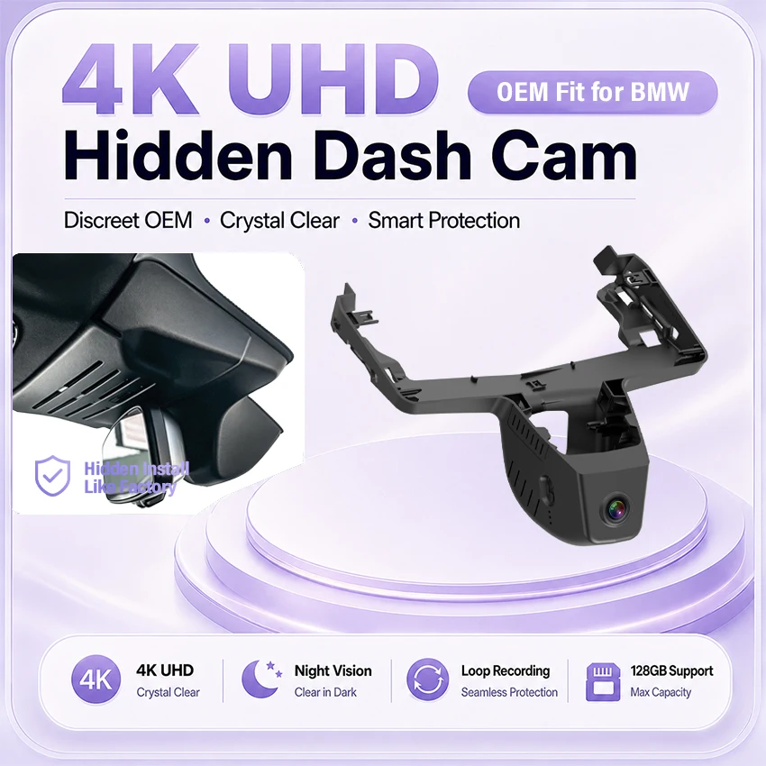 4K Dash Cam for BMW X5 X6 2024-2027 G05 G06 Facelift & X3 2025 2026 (G45), OEM Style Car Camera WiFi APP Control Night Vision