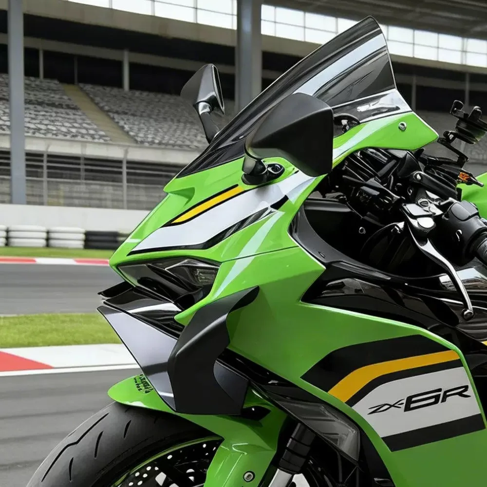 ZX6R 2025 2026 오토바이 사이드 윙렛 프론트 스포일러 윙 페어링 고정형 로워 립 윙 에어로다이나믹 (가와사키 zx6r ZX-6R 2024 용) 썸네일 3