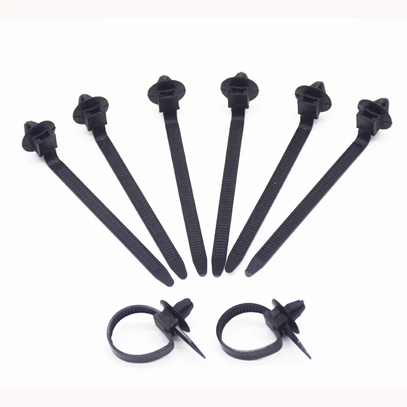 20Pcs Car Cable Fastening Ties Nylon Black Car Auto Cable Strap Push Mount Wire Tie Retainer Clip Clamp