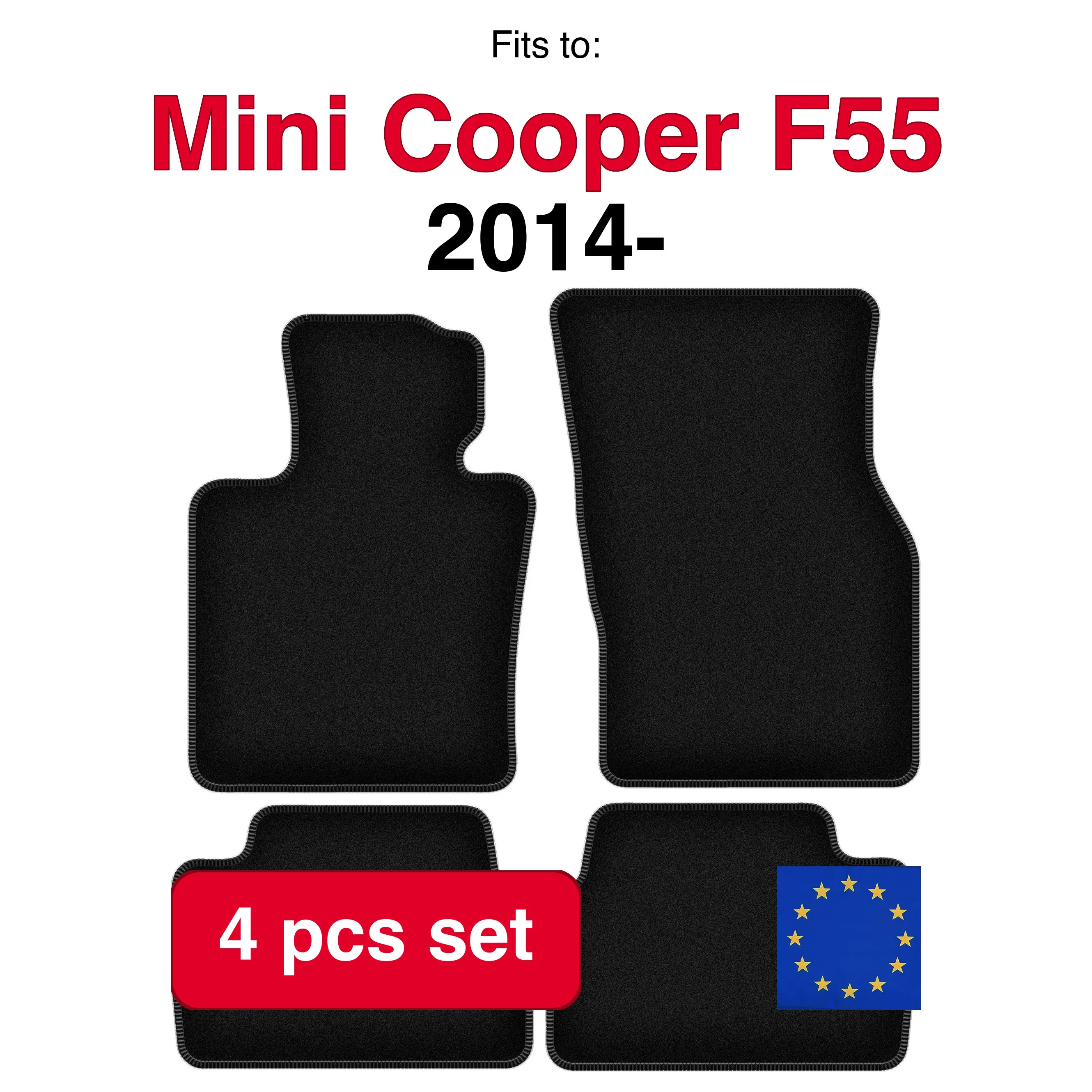 Velour tapijtset voor Mini Cooper F55 5-deurs (2014-) - Zwart (4 stuks) automatten set