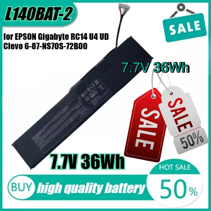 

Новый высококачественный аккумулятор для ноутбука 7,7 В 36 Втч L140BAT-2 для EPSON Gigabyte RC14 U4 UD Clevo 6-87-NS70S-72B00 6-87-L140S-32B01