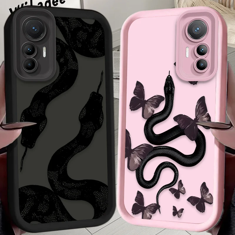 Xiaomi Poco F7 F6 F5 F4 F3 M5s C65 C75 C71 X7 X6 X5 X4 GT X3 NFC M7 M6 Pro 4G 5G用 スネーク グラフィック バタフライ ケース ソフトカバー