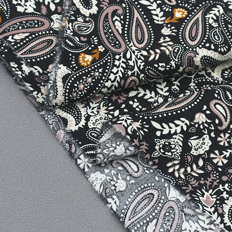 Paisley Fabric Ethnic Style Cashew Flower Cotton Printed Fabric Handmade Cloth Headscarf Cloth Shirt by Half Meter