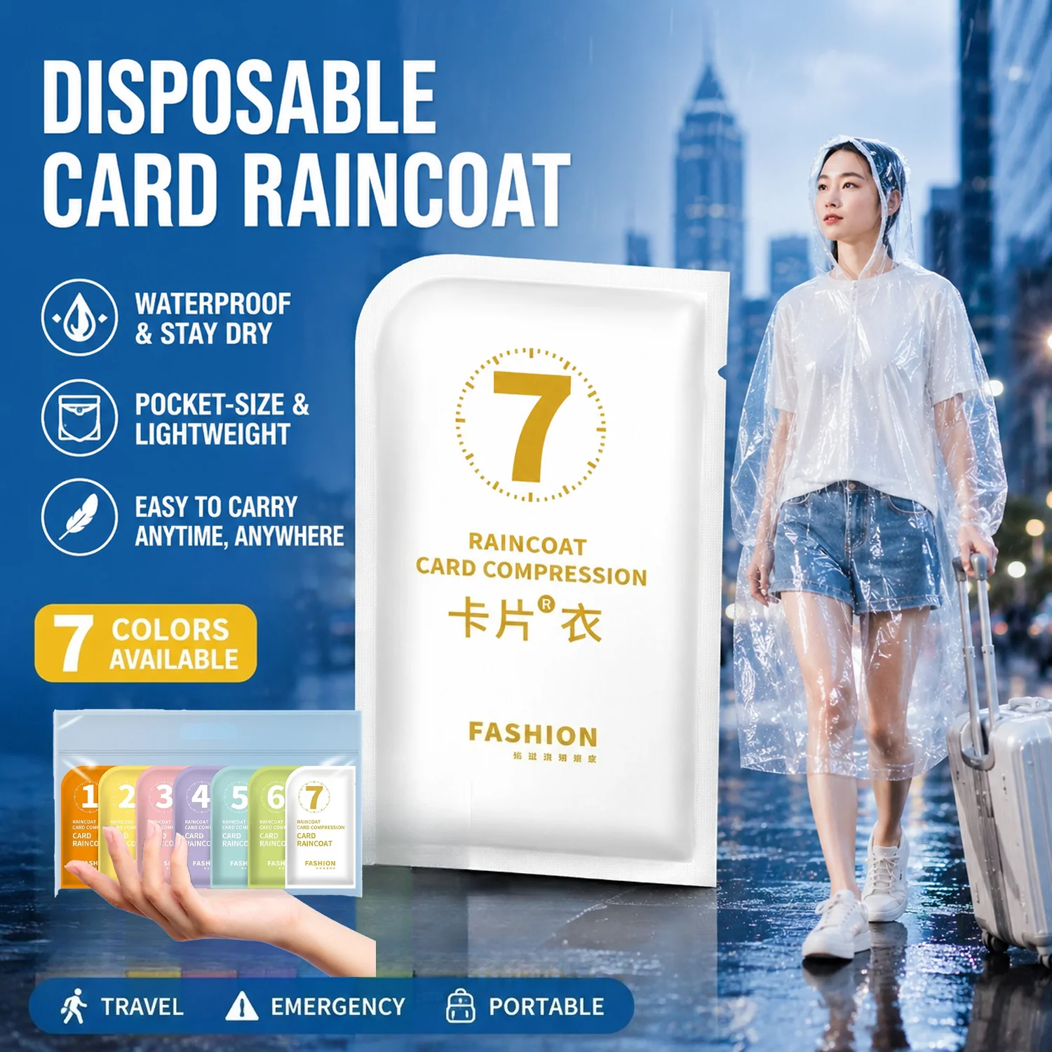 Unisex Portable Card Disposable Raincoat PE Lightweight Pocket Rain Poncho Waterproof Emergency Rainwear Outdoor Travel Festival