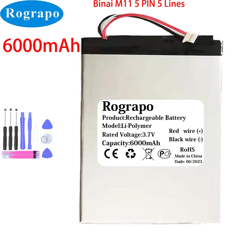 Новый аккумулятор 3,7 V 6000mAh Binai M11 SC9863A для планшетного ПК