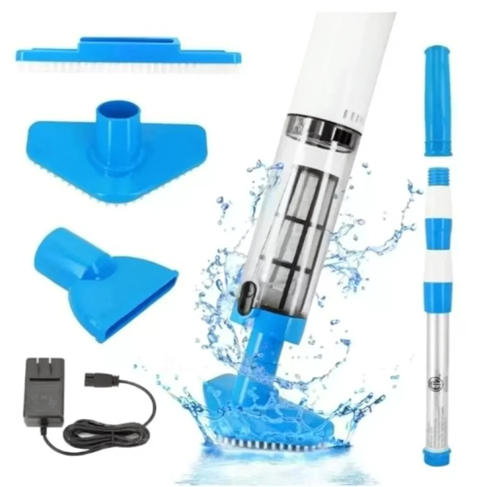 Portable Wireless Pool Vacuum Cleaner For Spa Hot Tub Pond Underwater Maintenance Rechargeable Blue PVC Suction Tool