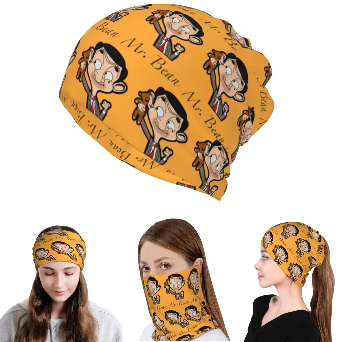 

Mr. Bean Cartoon Bandana Neck Gaiter Wrap Mask Scarf Warm Headband Beanies Hat Unisex Adult Windproof