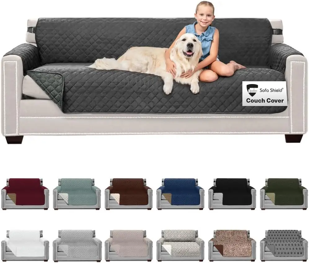 

Reversible Dog Sofa Cover, Stain-Resistant Furniture Protector with Strap, 78 Inch Seat, Machine Washable for Pets