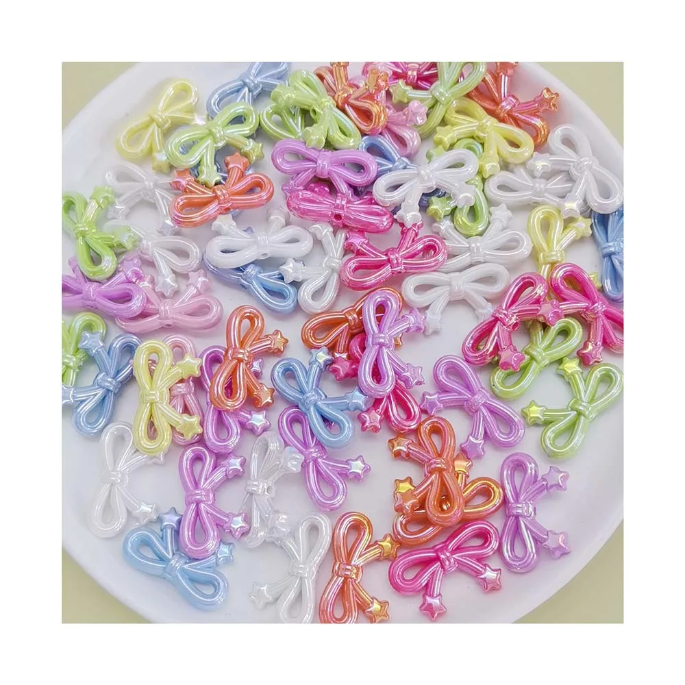 Aurora Effect DIY Beads Bowknot Shape Acrylic Beads For Hand Made Pen Jewelry Findings Components