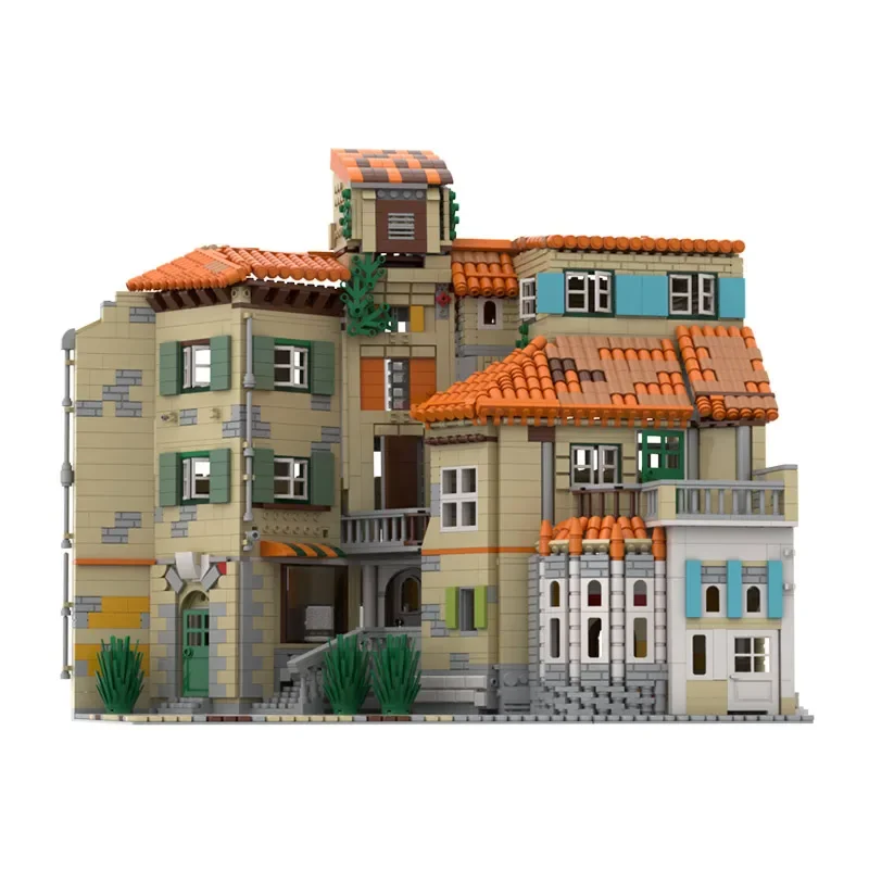 BuildMoc-Modular Architecture Building Blocks Set, Apartamento Residencial Casa Modelo, Tijolos Brinquedos, Famoso Estilo Italiano, Presentes para Crianças