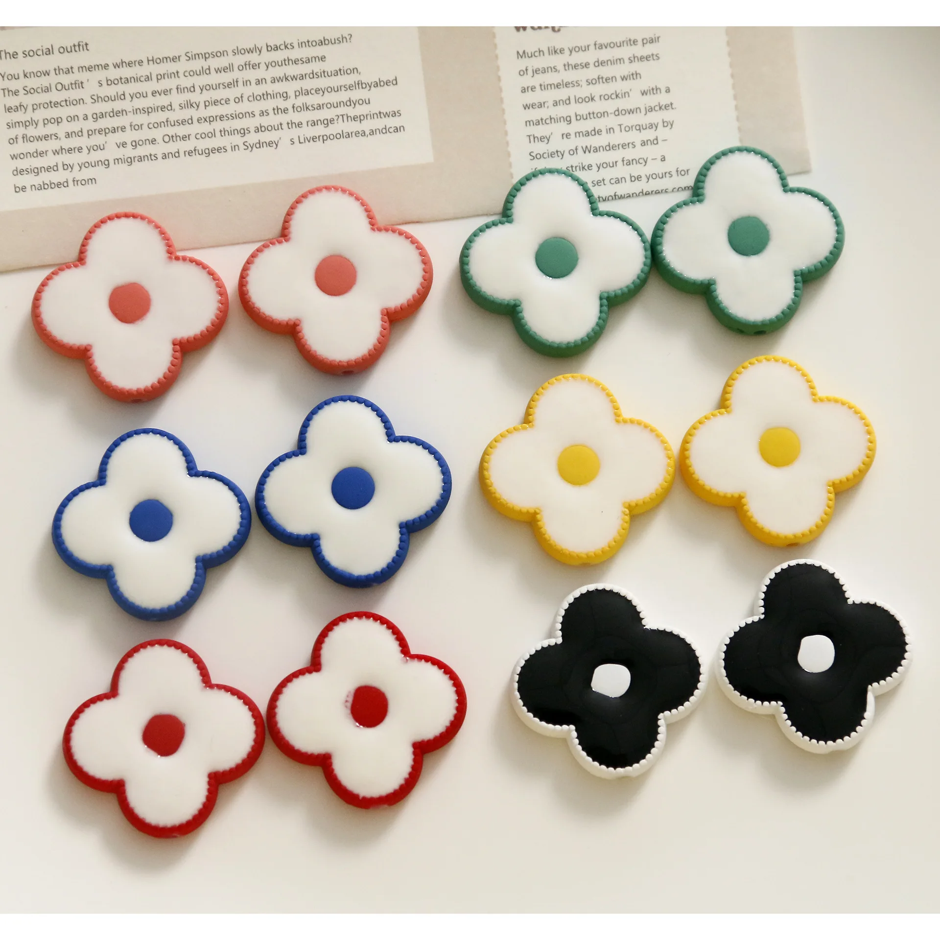 5pcs simple color matching floret flower diy acrylic accessories versatile earrings bracelet pendant material wholesale