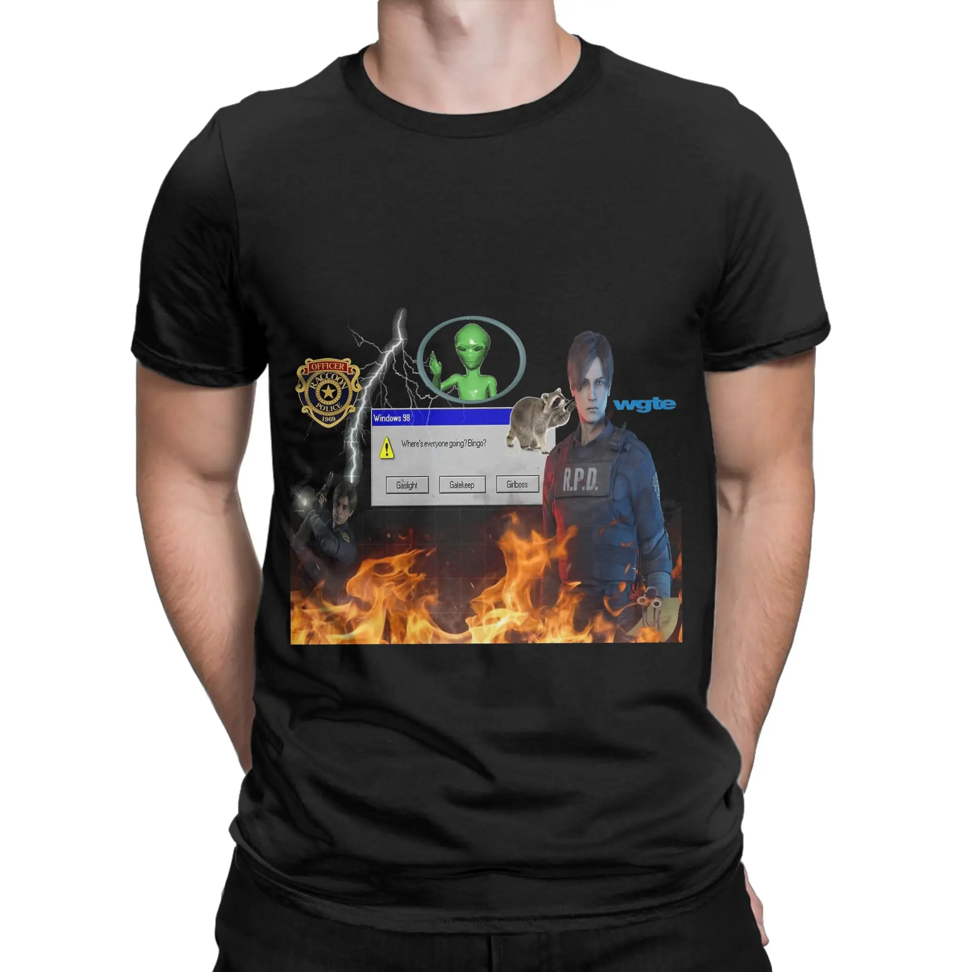 Leon Kennedy Gaslighting, Gatekeeping, and Girlbossing Funny 100% Cotton T-Shirt Leon Kennedy Tees Tops For Men