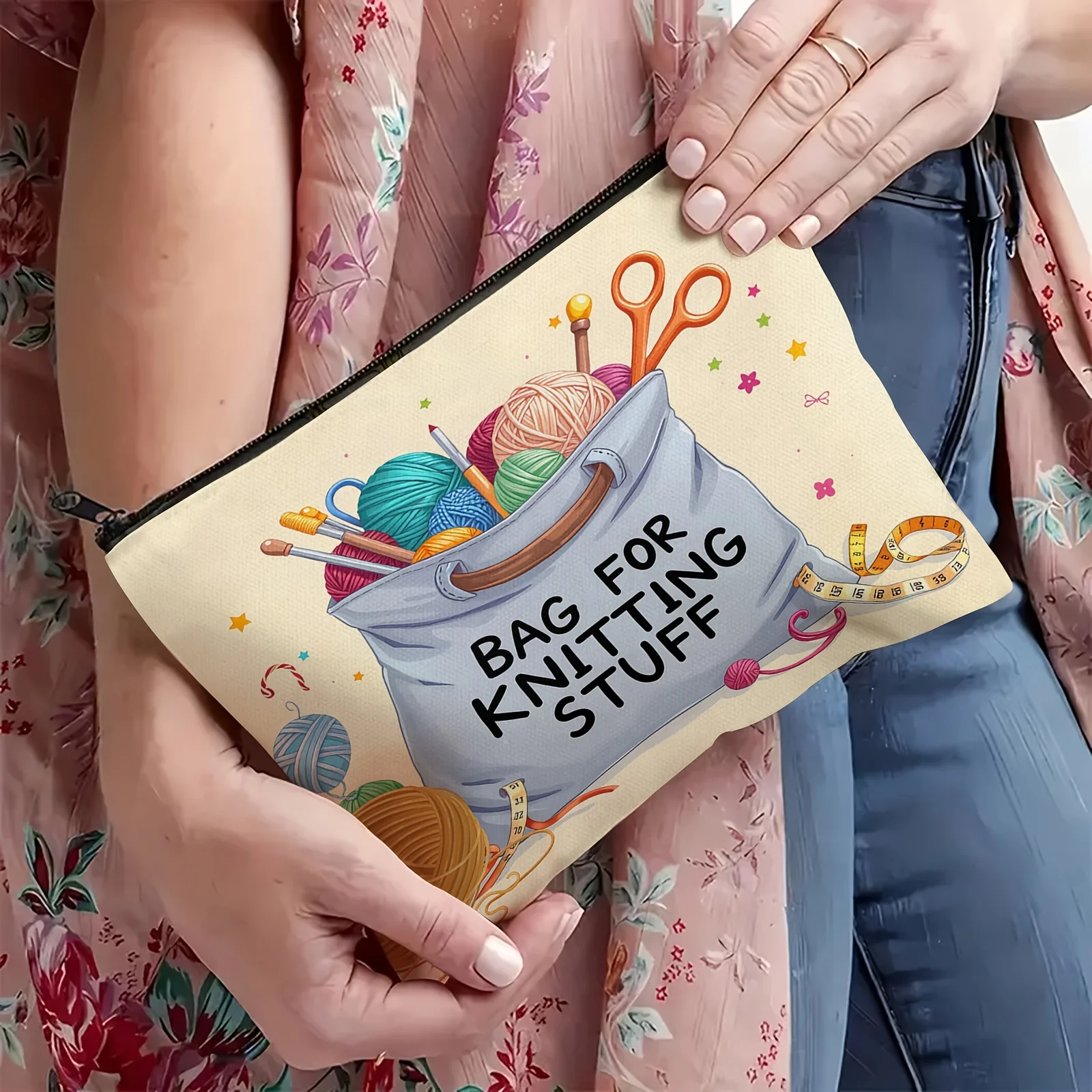 Sacs à cosmétiques tissés et faits à la main – jolis sacs multifonctionnels à fermeture éclair pour femmes, sacs de rangement de bijoux,