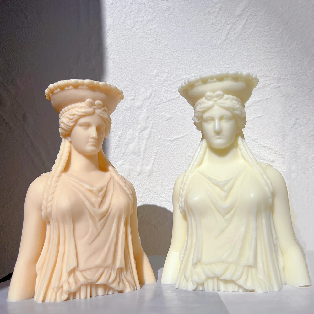 Caryatid Statue Candle Mold Greek Roman Goddess Figure Bust Silicone Molds Greek Art Sculpture Wax Tool